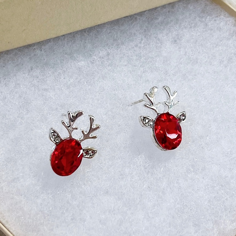 Red Reindeer Stud Earrings
